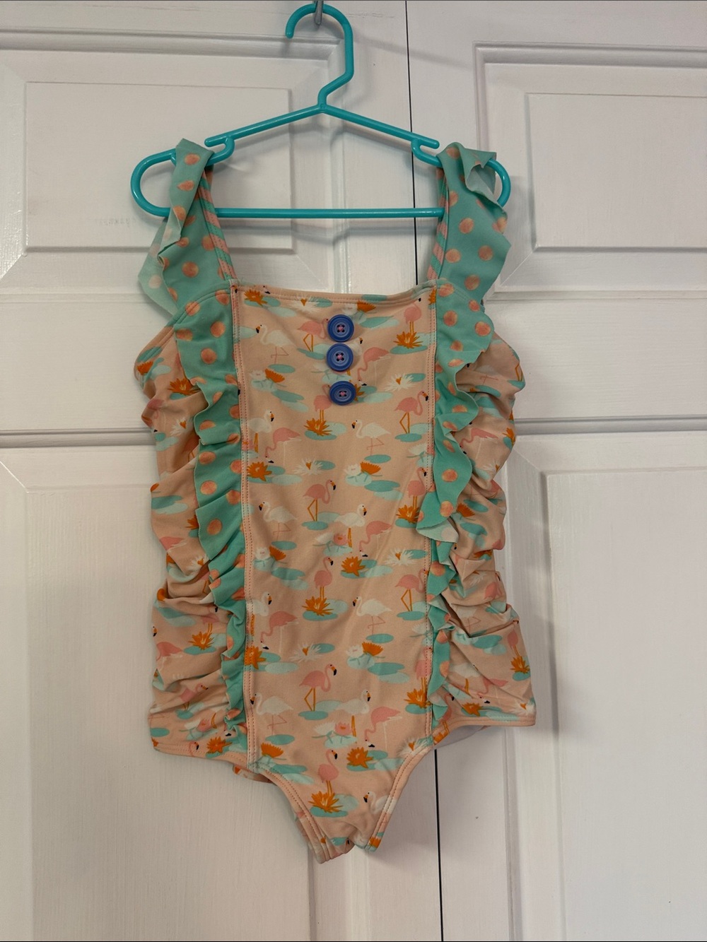 Matilda Jane white with peach and aqua trim top